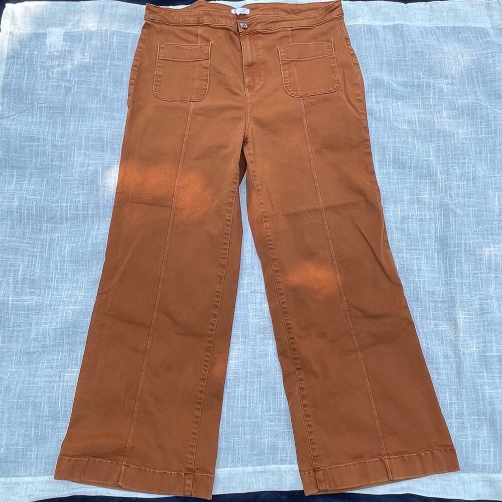 LC Lauren Conrad Super High Rise Wide Leg Pants Rust Brown Stretch